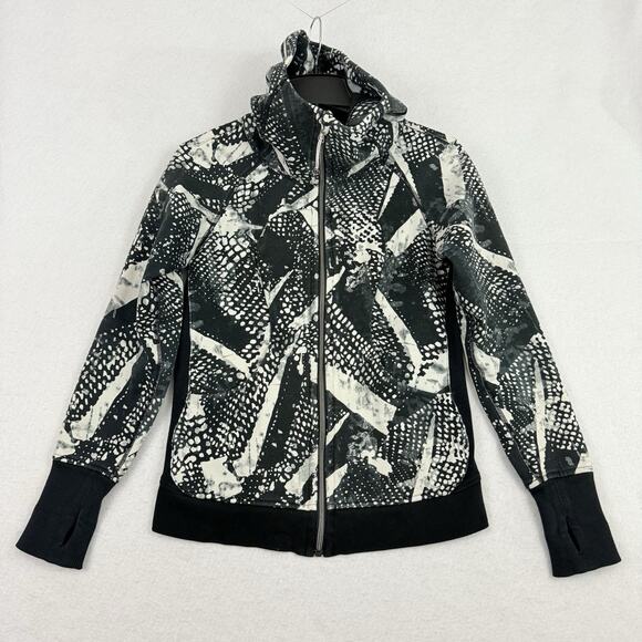 Lululemon Scuba Hoodie III Static Mist Black & White Zip Front Size 6 Full Zip - Picture 7 of 11